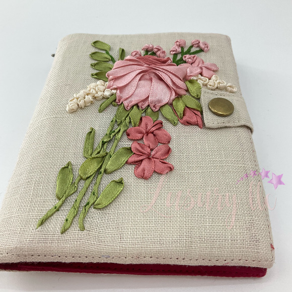 Pink Rose Embroidery Passport Wallet, Birthday Gift, Versatile Washable - Picture 2 of 13